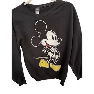 Disney Mickey Mouse Skeleton Sweatshirt Mens Large Black